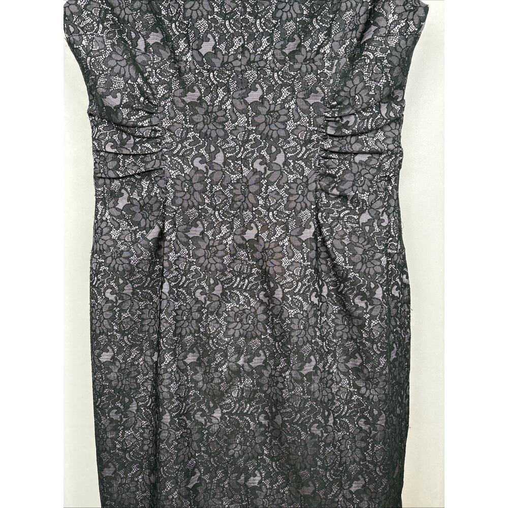 Adrianna Papell Black Lace Sheath Dress Women's 14 Purple Sleeveless Whimsy NEW - Picture 10 of 13